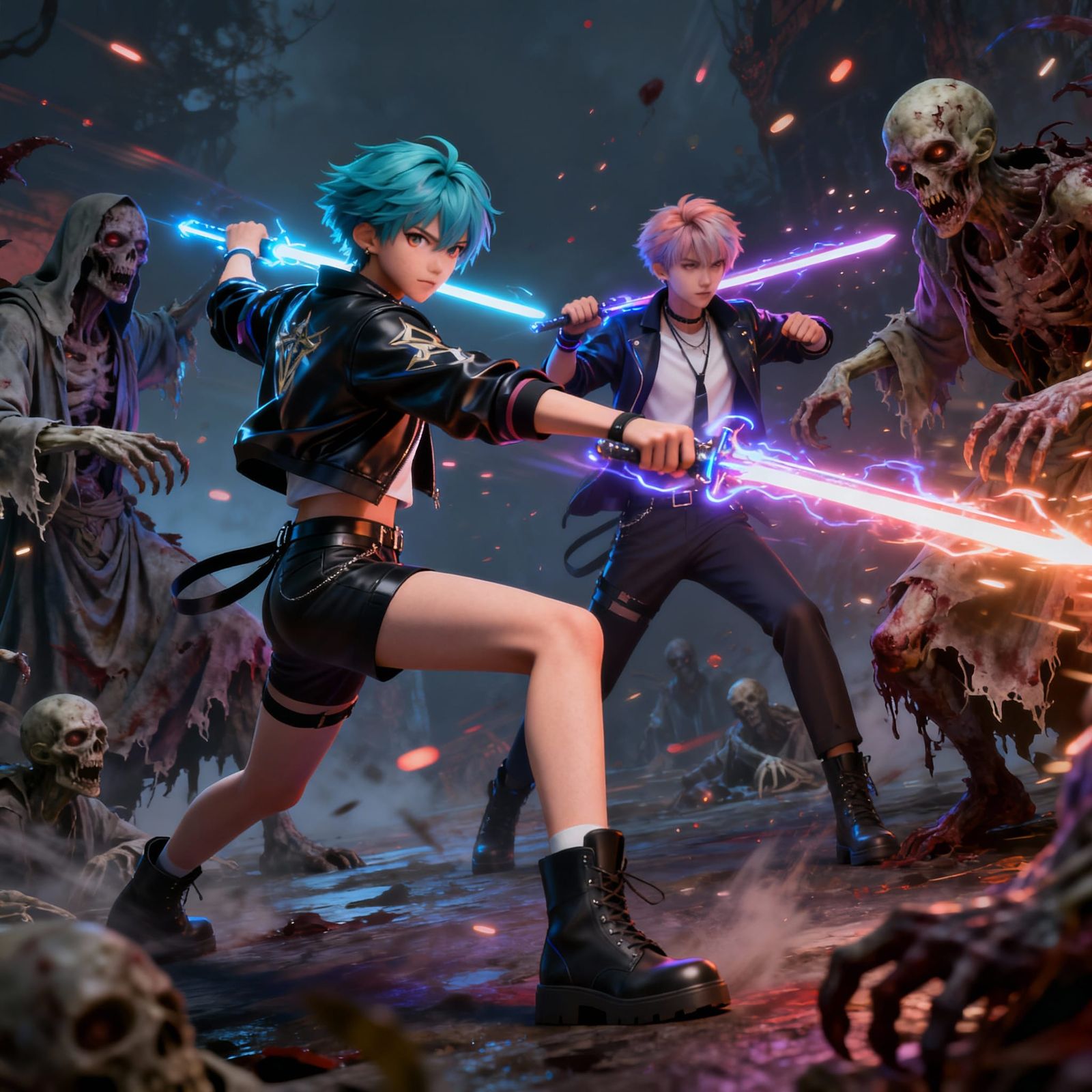 K-Pop Demon Hunters in Dynamic 3D Anime Style