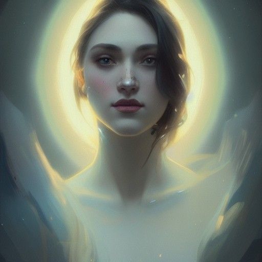 Moonlit Portrait of a Pale Woman in Art Nouveau Style