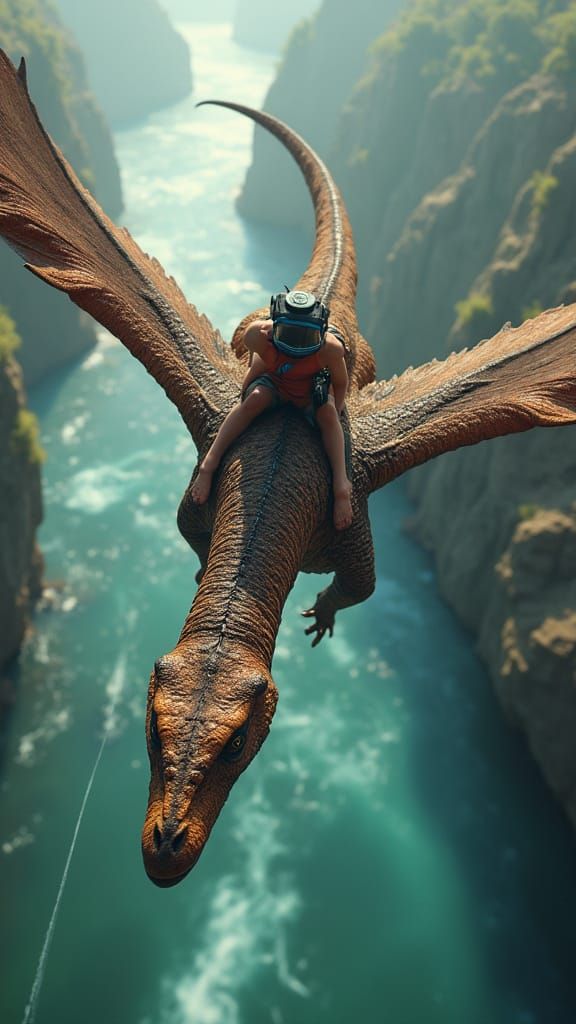 Flying Dinosaur Ride Captured with Action Camera