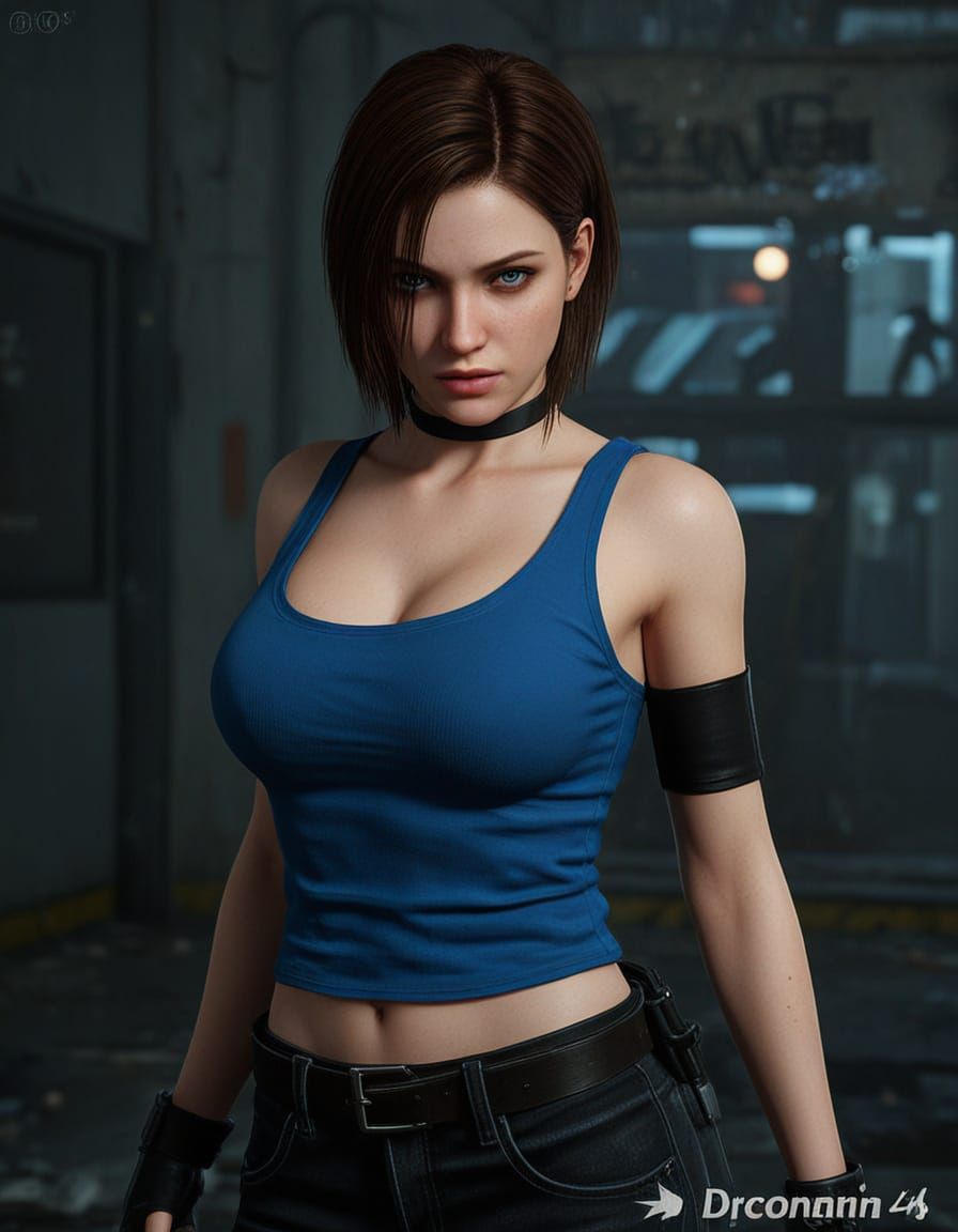 Surreal Hyperrealistic Portrait of Jill Valentine in Fashion...