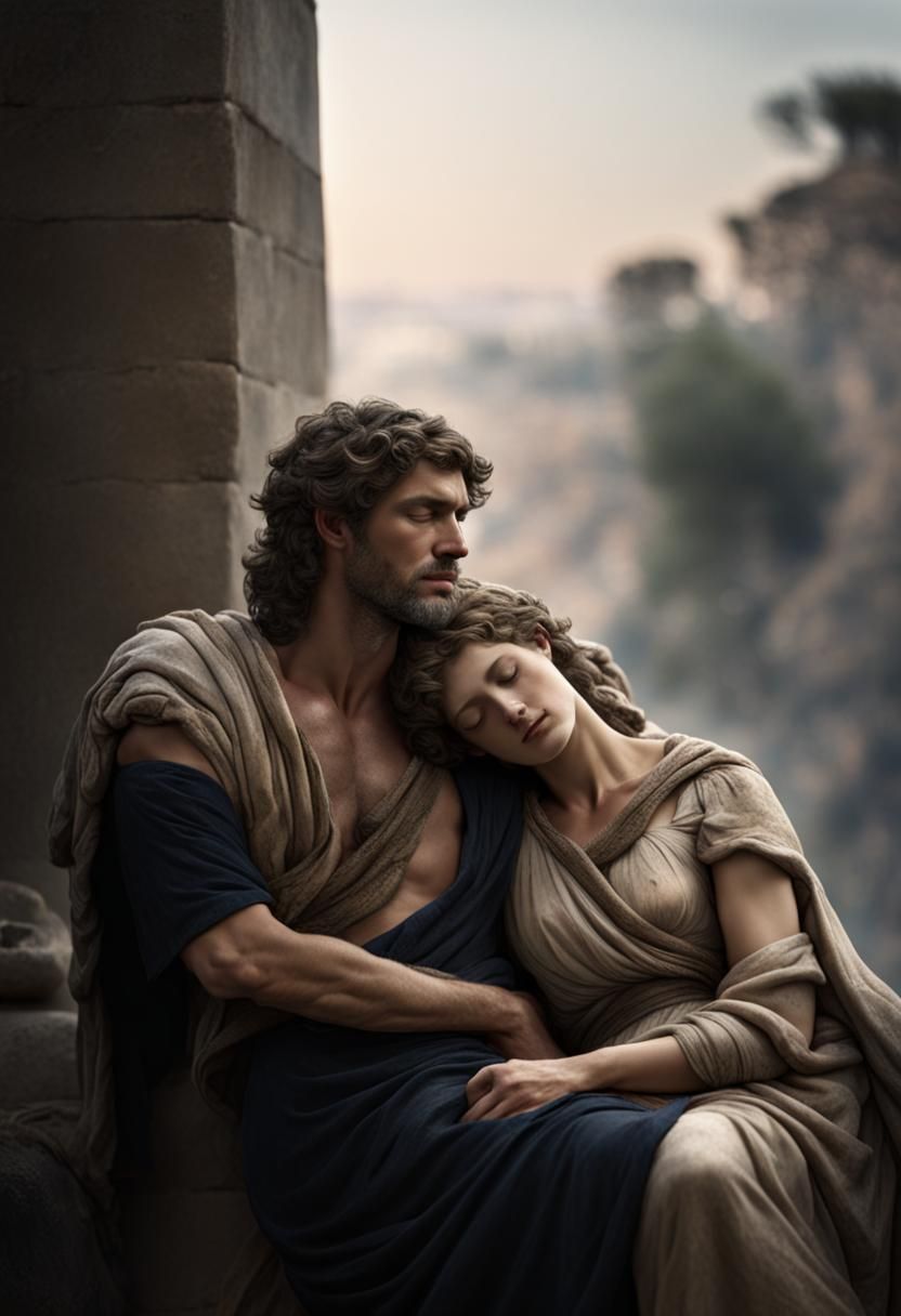 Ancient Greece: Man Holding Sleeping Woman