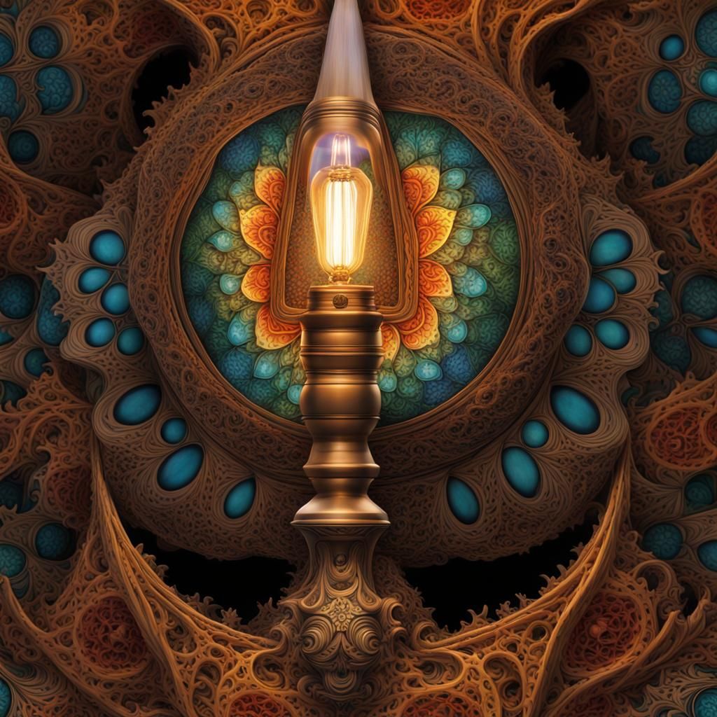 Optical illusion old lamp , The illusion creates a three-dim...