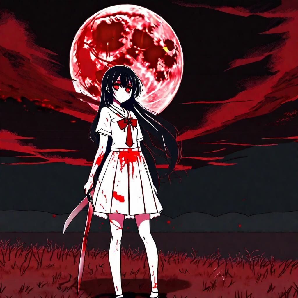 Yandere Figure Under a Blood Moon