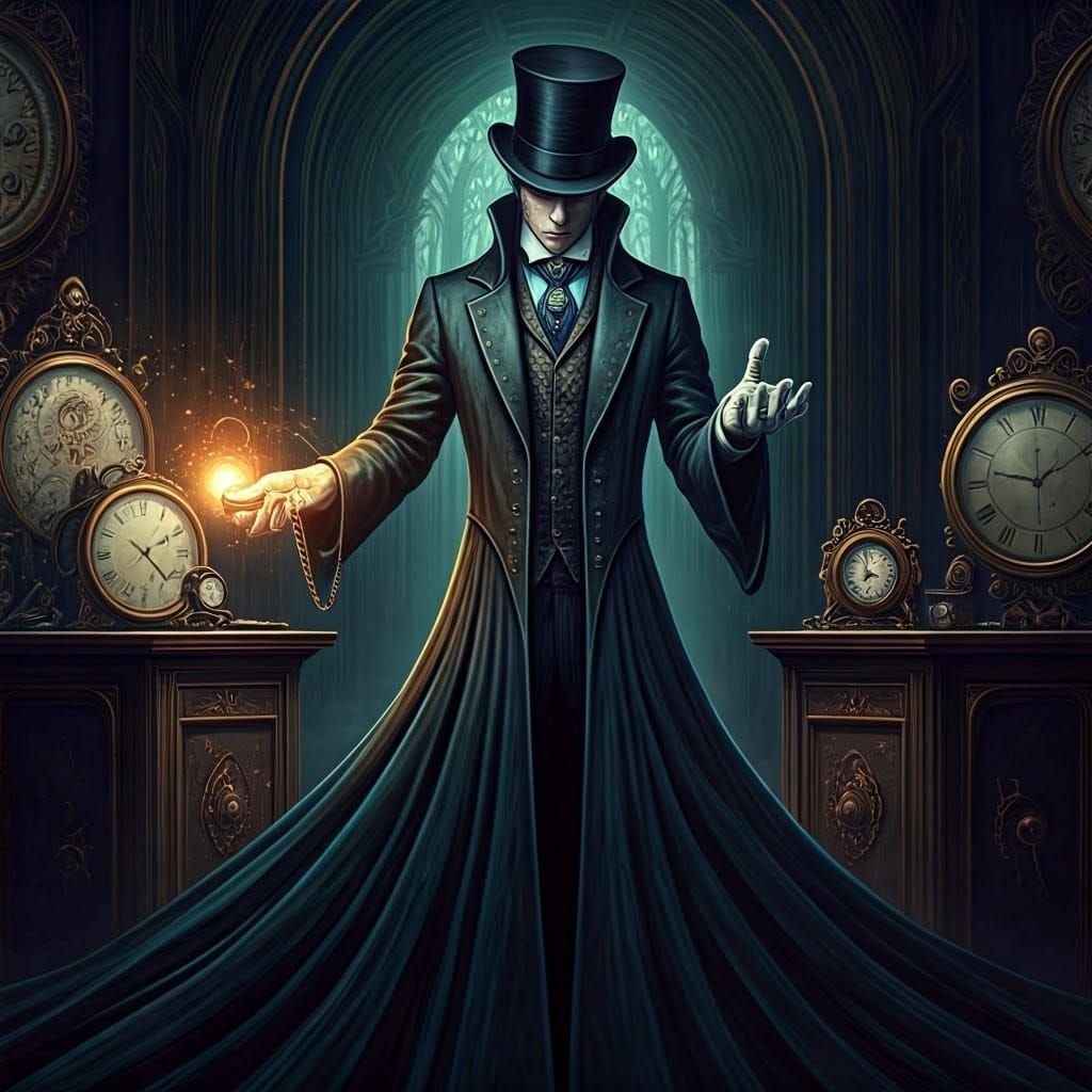 Surrealist Hypnotist in a Smoky Victorian Parlor