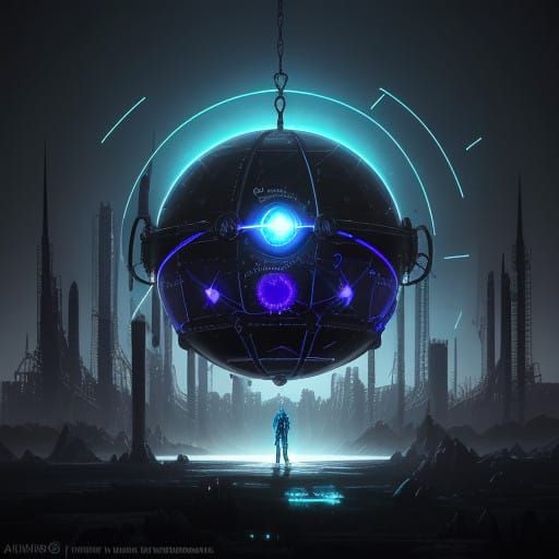 Ethereal Conduit Sphere in Industrial Futurist Style