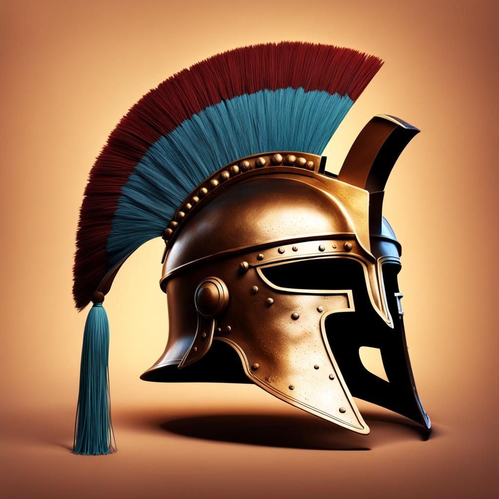 Detailed Ancient Greek Hoplite Helmet with Tassels