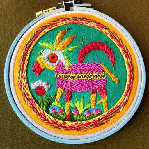 Detailed Embroidery Donkey in Mexican Style