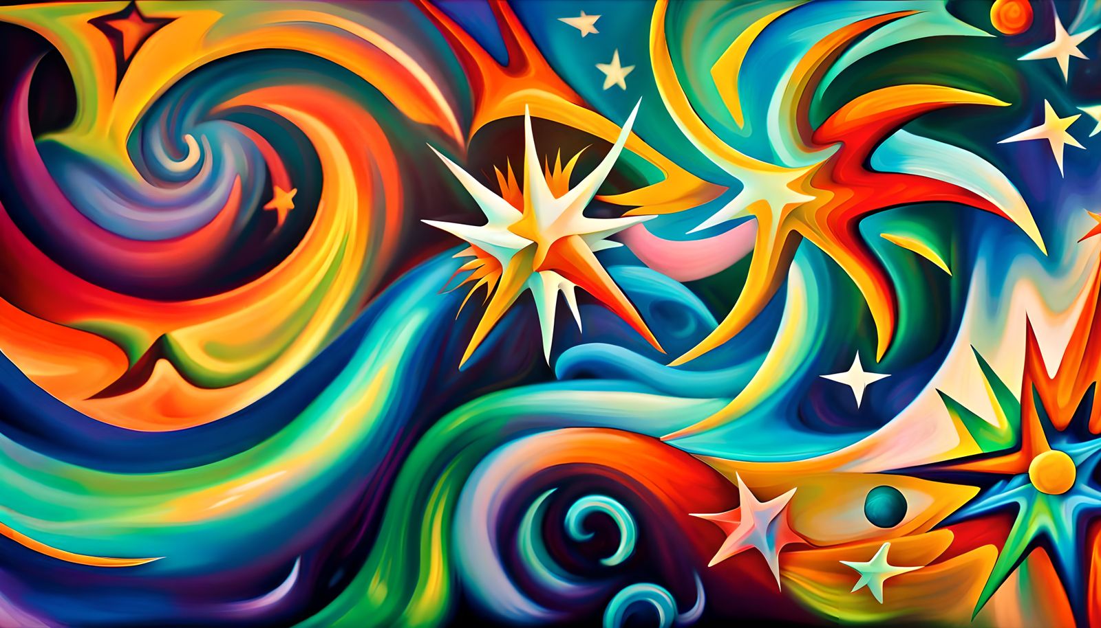 Iridescent Stars Connected in Electro Magnetic Maelstrom