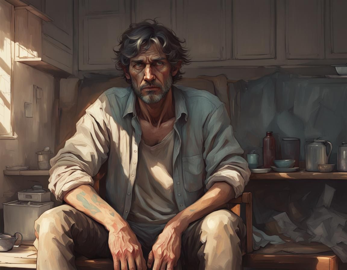 Man in Poverty: A Detailed Digital Portrait