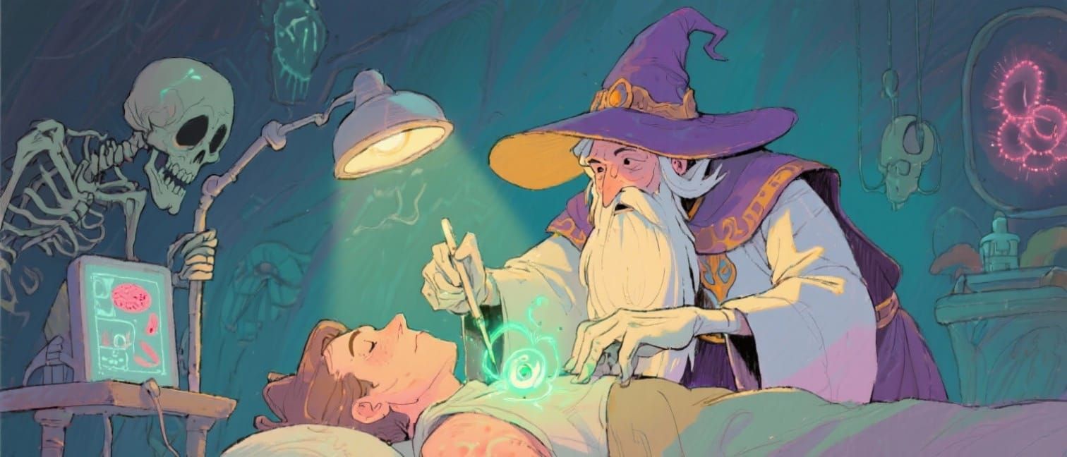 Healer Wizard Mends Patient with Healing Magic