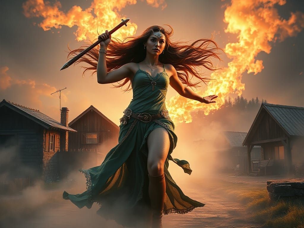 Greek Wind Goddess Unleashes Tempest on Town in Splash Art S...