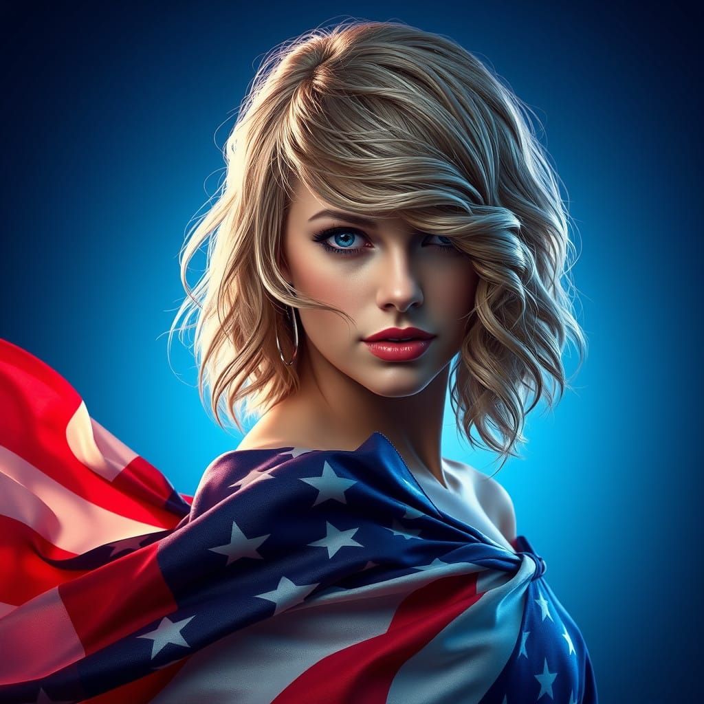 Patriotic Pop Icon in Hyper-Realistic Art