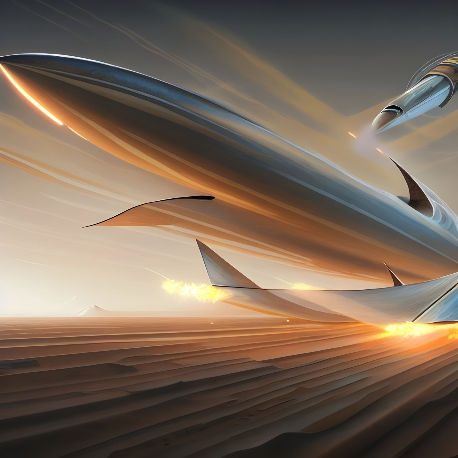 Supersonic Land Speed Record Vehicle in Surreal Style