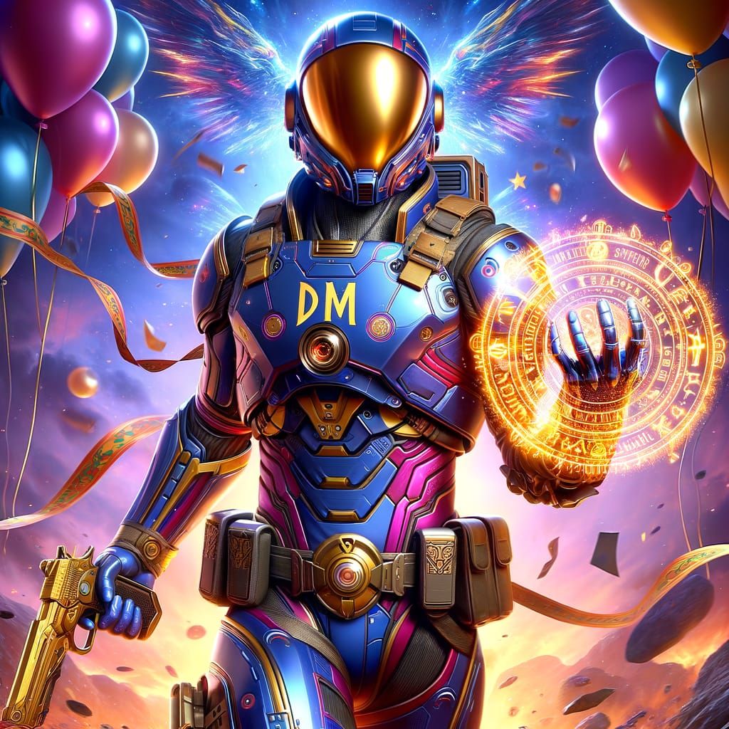 Space Explorer Superhero 'D M' in Action