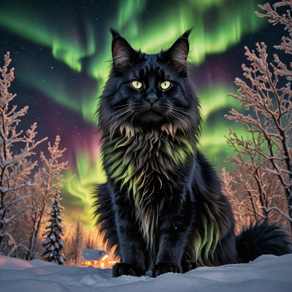 Aurora Maine Coon Cat: A Hyperrealistic Image