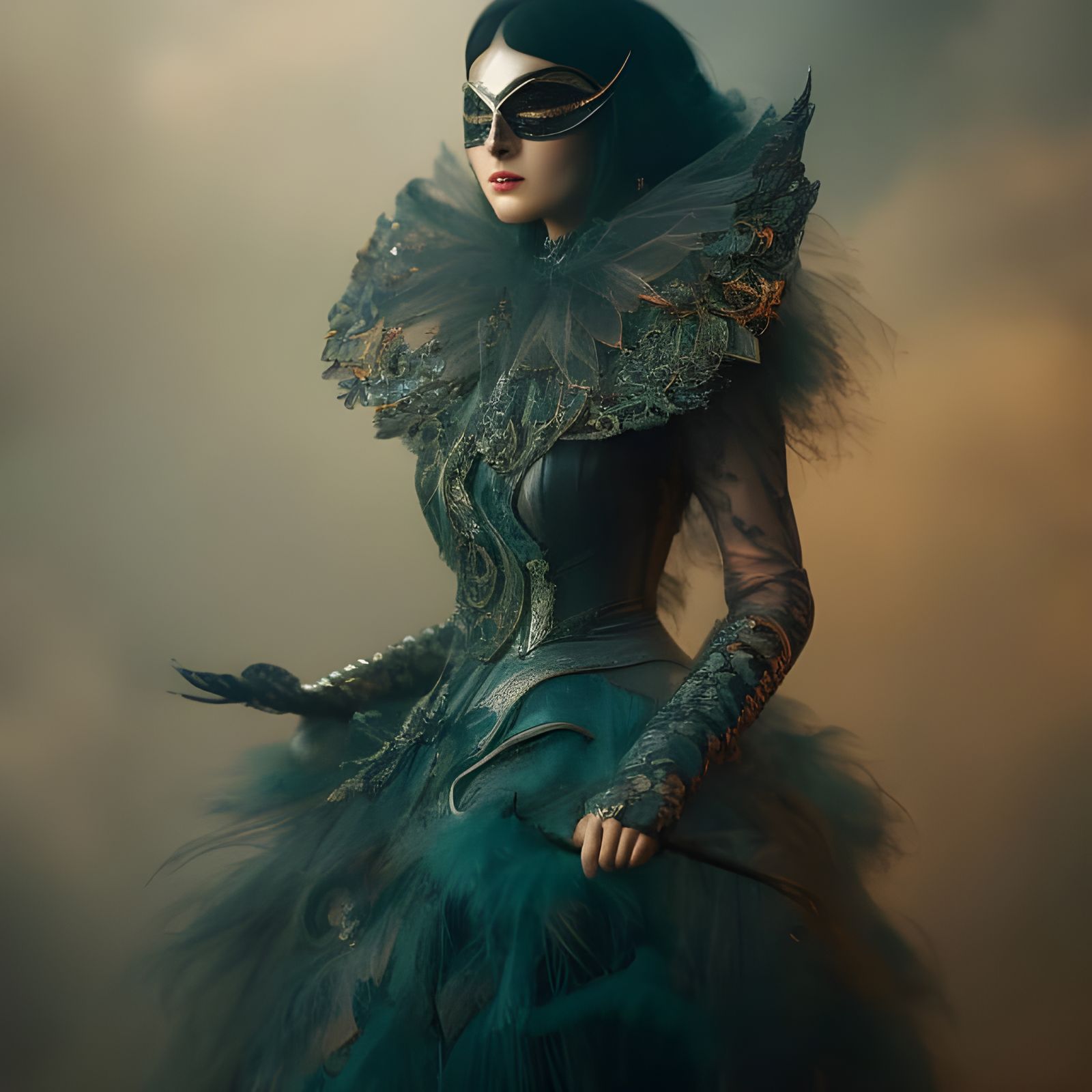 Mysterious Masquerade Woman: Detailed Cinematic Portrait