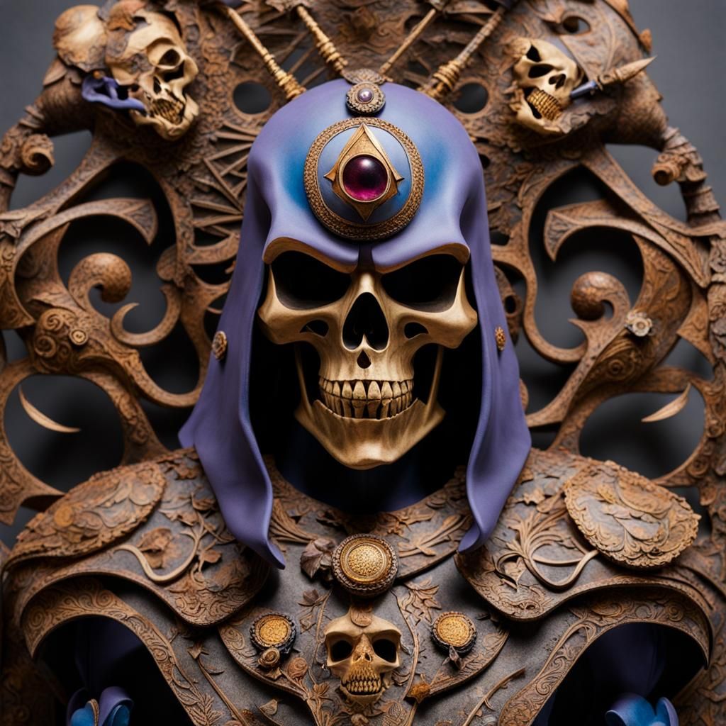 Skeletor sculpture by Wangechi Mutu, Masters of the Universe, MOTU,
