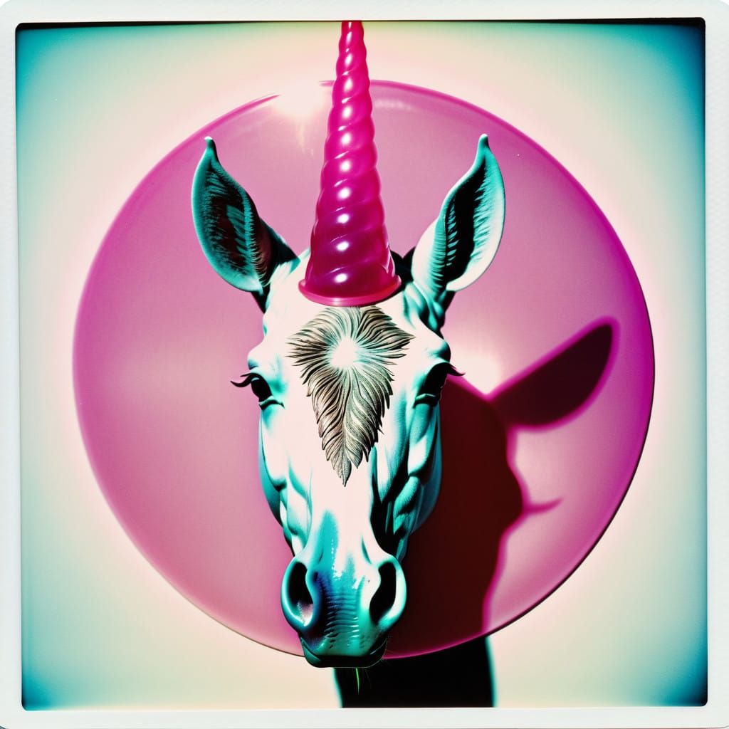Surreal Unicorn with Electric Horn in Neon Pastel