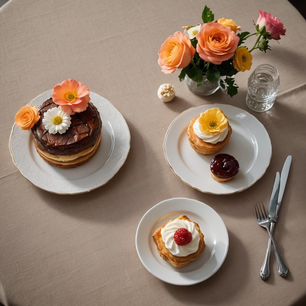 Elegant Still Life of Food and Flower