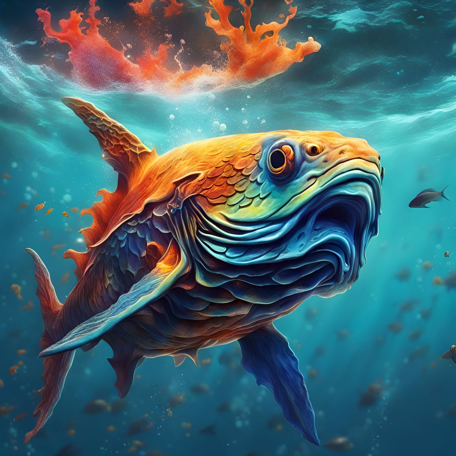 Hyperrealistic Under the Sea Splash Art