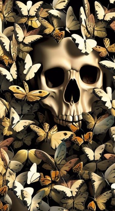 Skull in butterflies