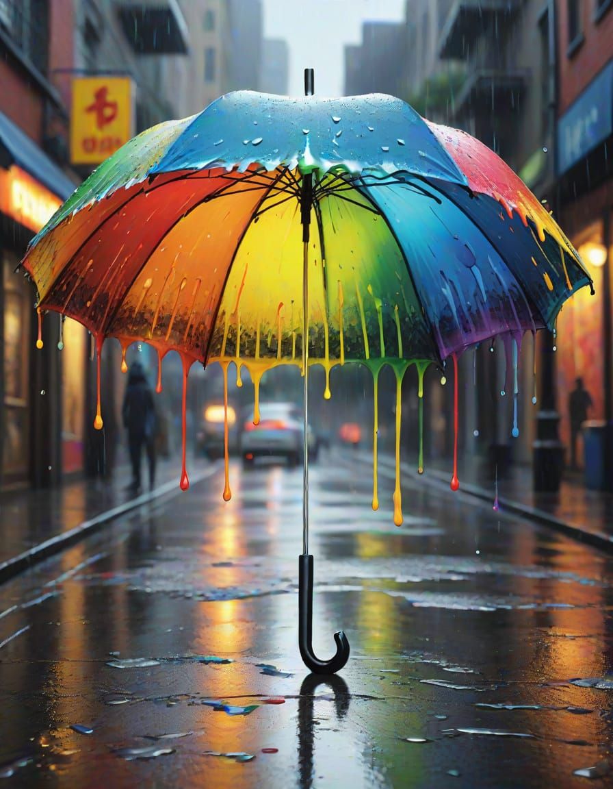 Vibrant Street Art Umbrella in Macro Close-Up