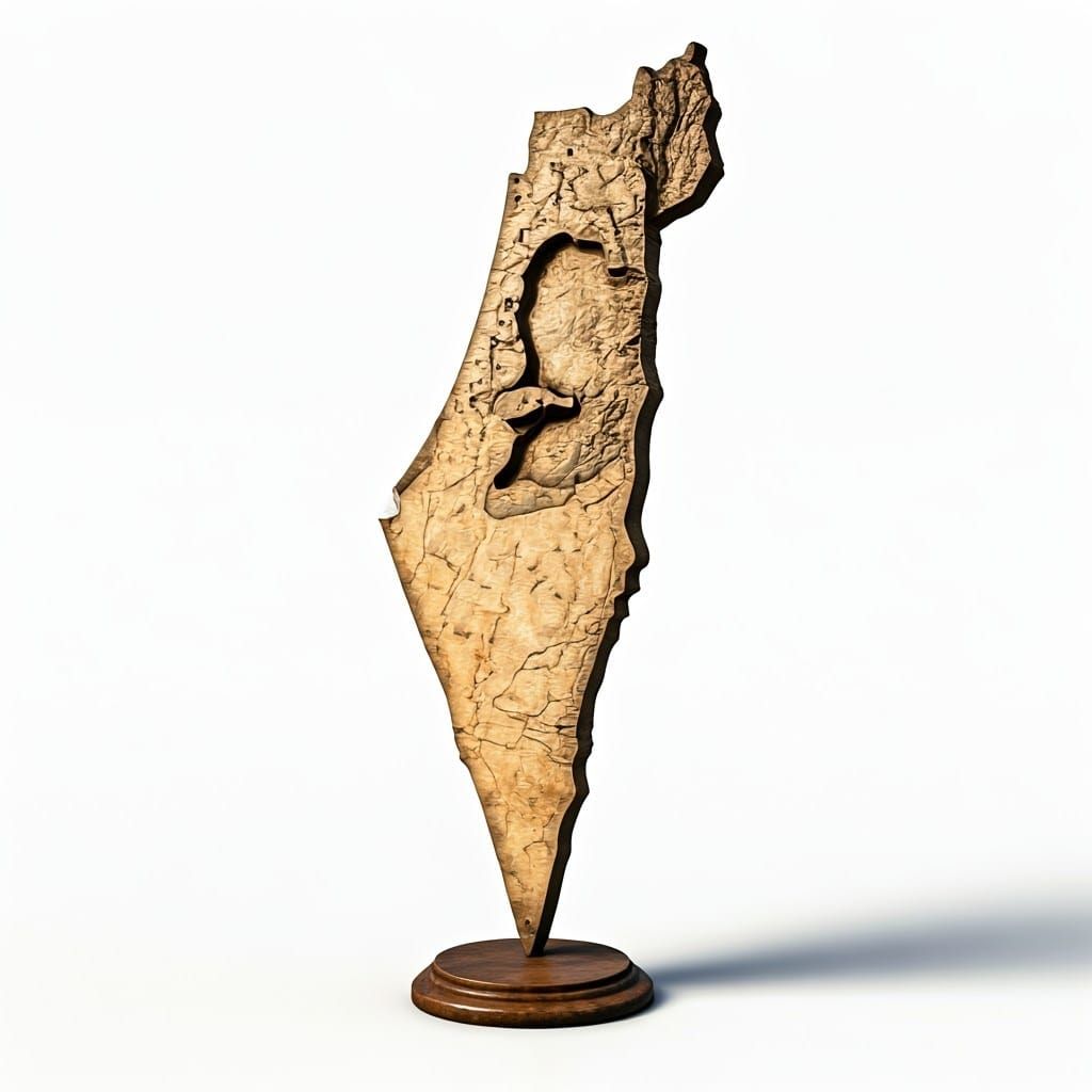 Ancient Cartographic Relief Map of Israel in Cyberpunk Style