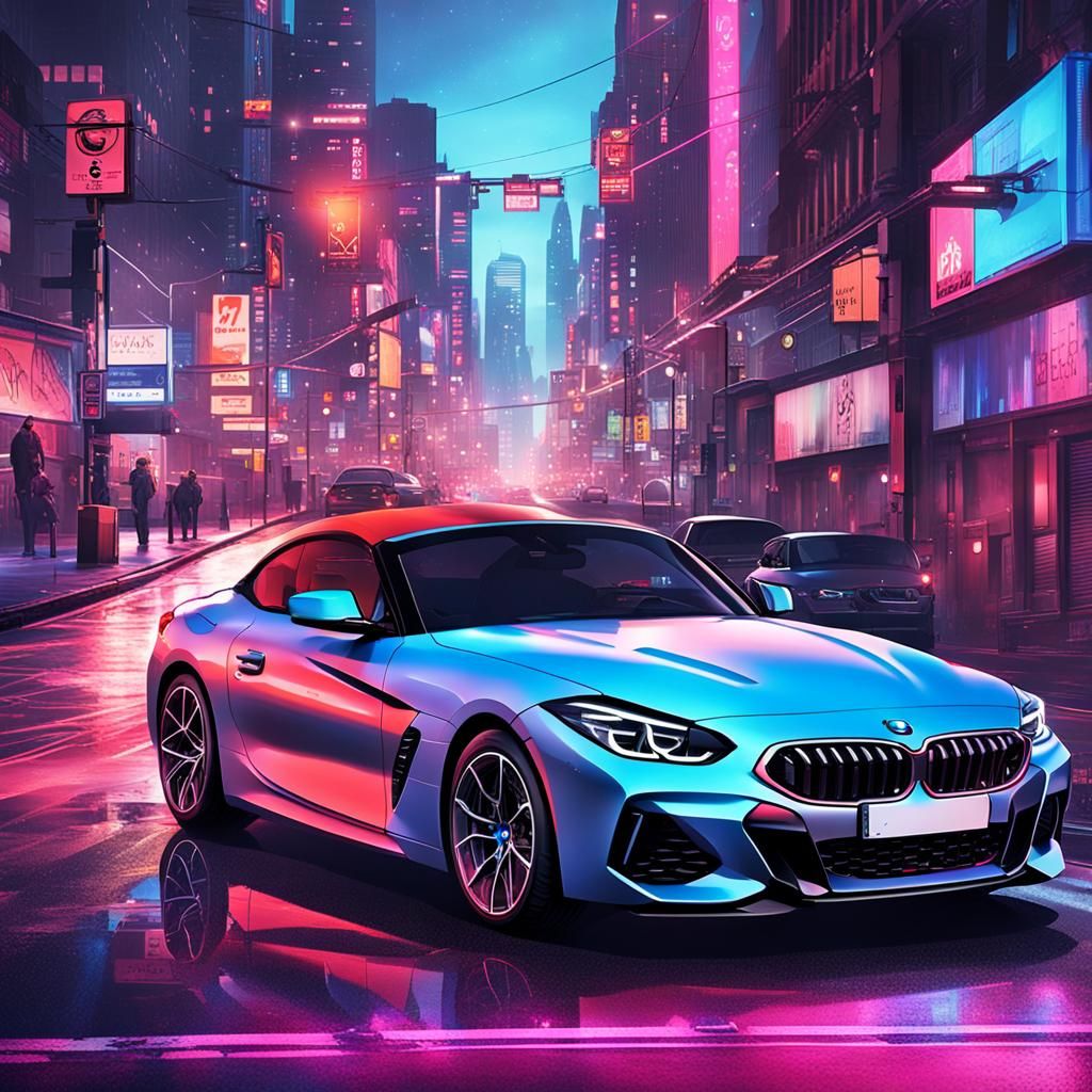 BMW Z4 M40i in a Neon Cityscape