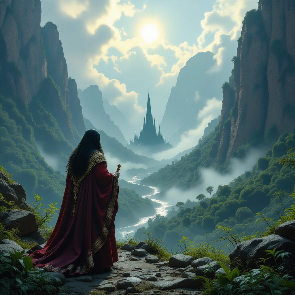 Lush Valley Ritual in Surrealist Style