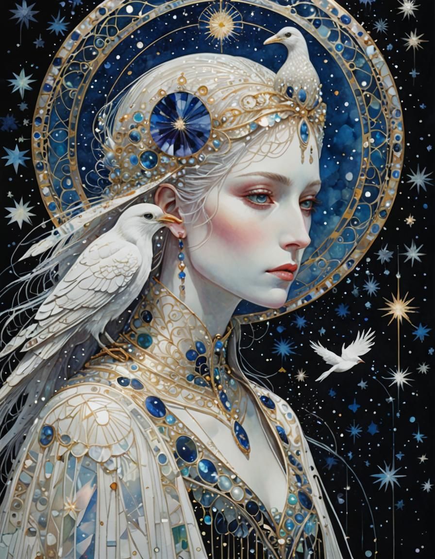 Glimmering Celestial Raven in Ethereal Splendor