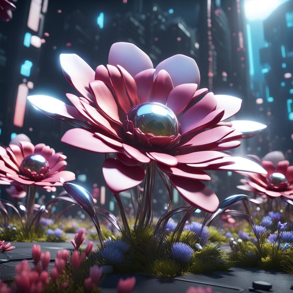 $100 trillion futuristic beautiful flowers