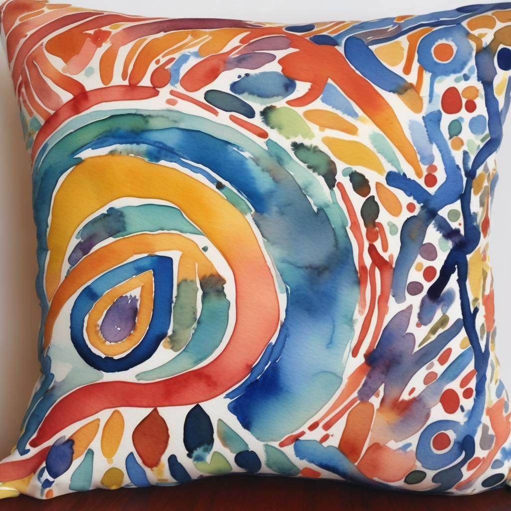 Watercolor Ikat Pillow: Abstract Art in Detail