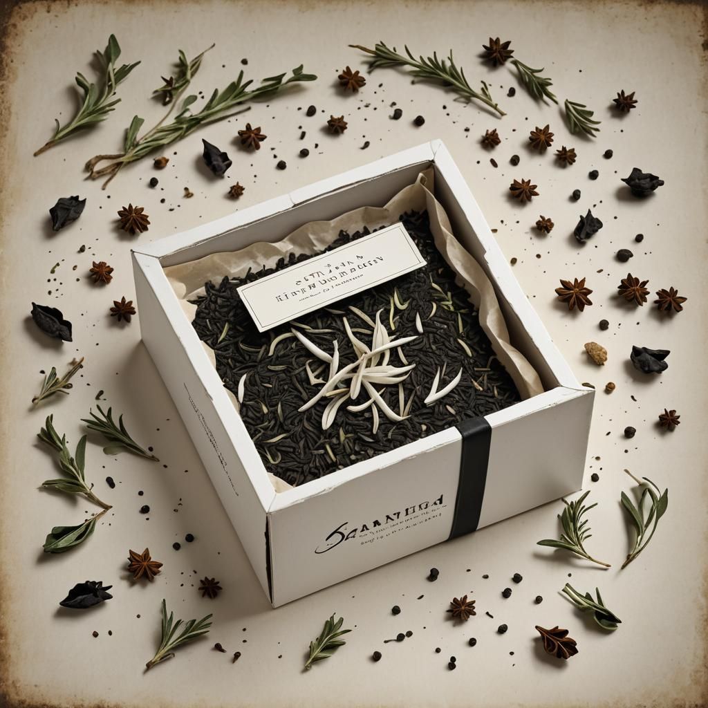 Spices Spill from Box on Antique Shelf