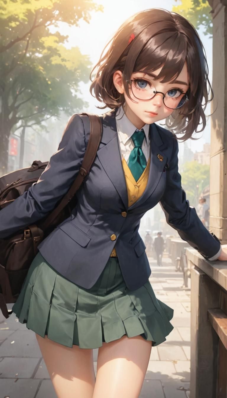 Nerdy Girl Portrait in Greg Rutkowski Style