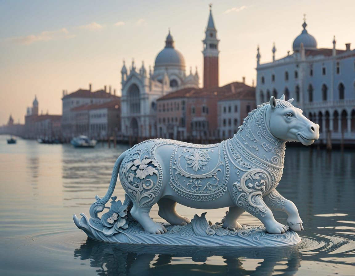 Wedgewood-Inspired Jasperware Hippopotamus Sculpture with Ve...