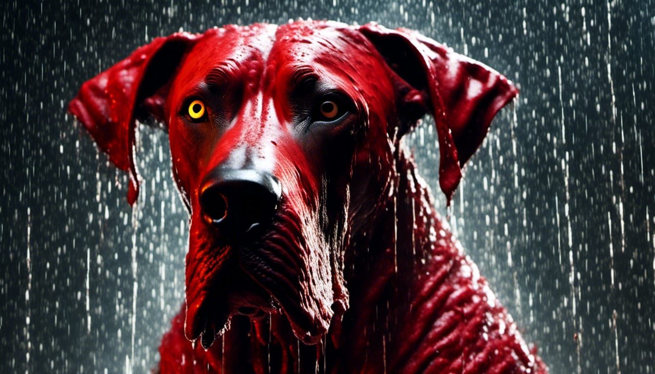 Raging Red Great Dane Portrait with Lightning