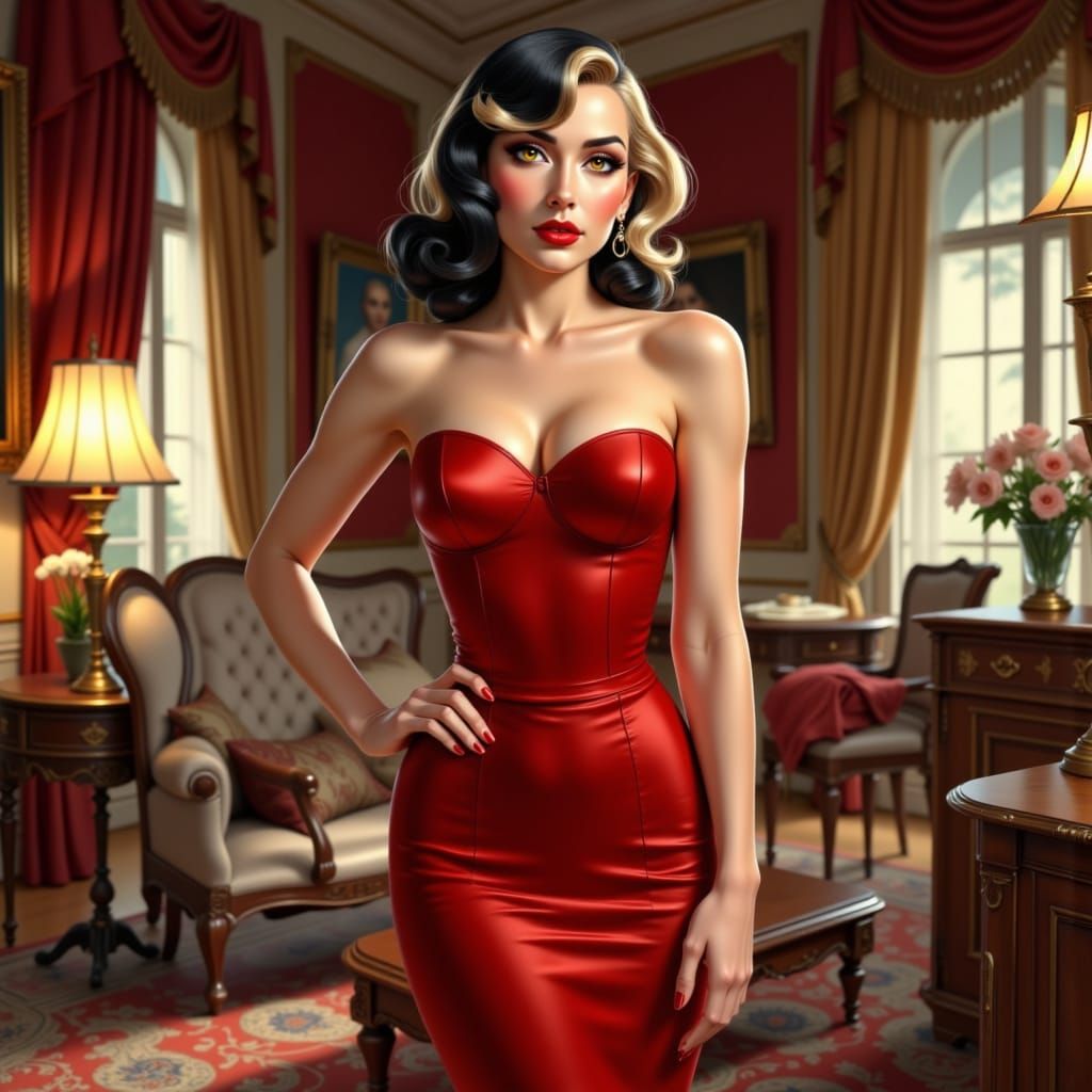 Retro Anime Pin-Up in 50s Style