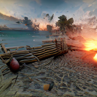 Vibrant 3D Sunset Over Serene Beach