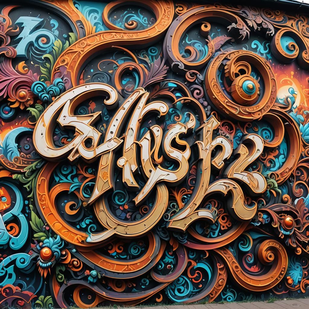 Mystical Graffiti Mural in Bydgoszcz, Fantasy Concept Art