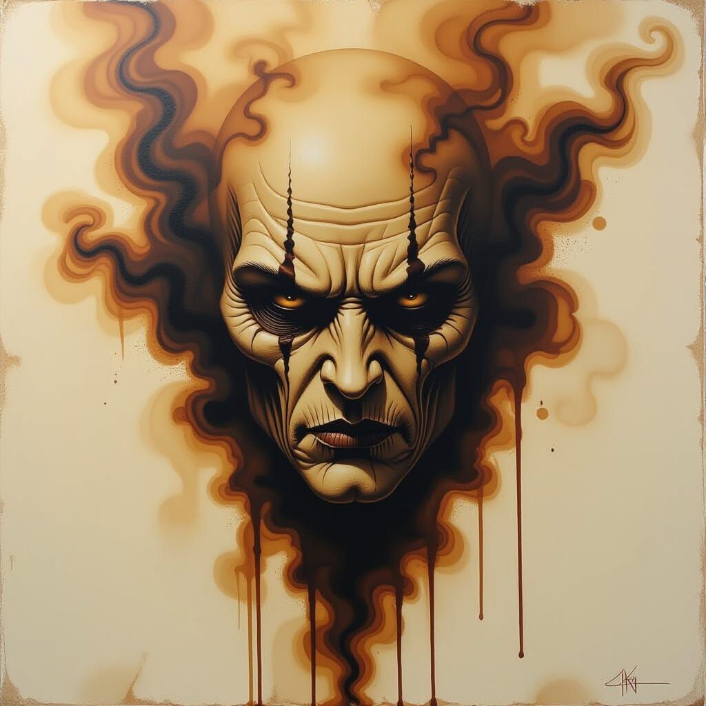 Evil Spirit of Russian Empire as Grim in Coffee Stain Style