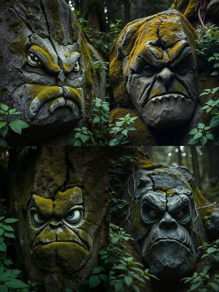 Weathered Rock Face with Expressive Features