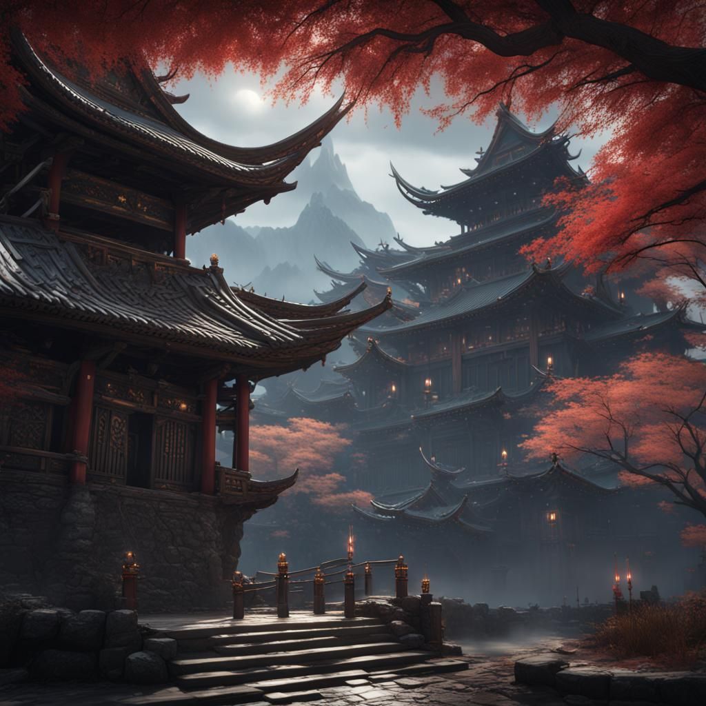 Detailed Katana Matte Painting in Deep Color