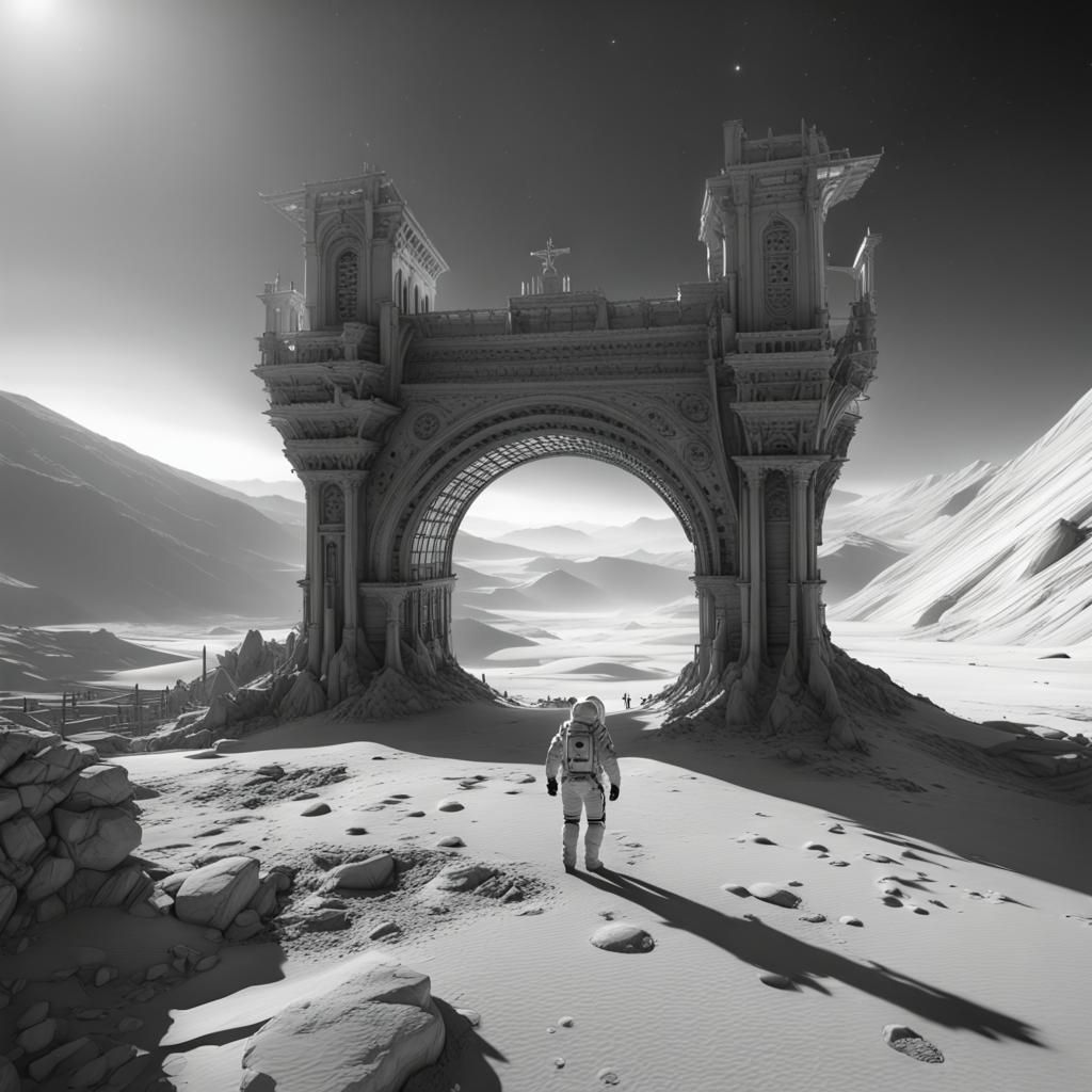 Astronauts Find Luminescent Bridge Remains on Barren Planet