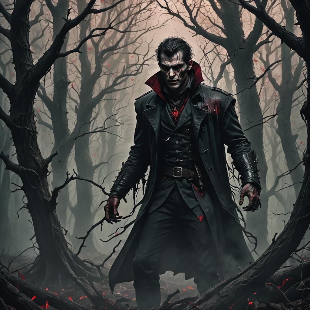 Dark Fantasy: Vampire Henchmen in Eerie Forest