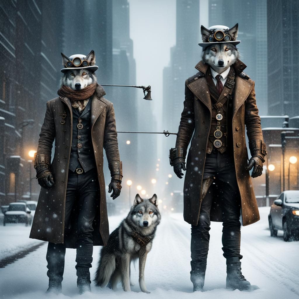 Steampunk Wolves Roam Dystopian Chicago in Winter