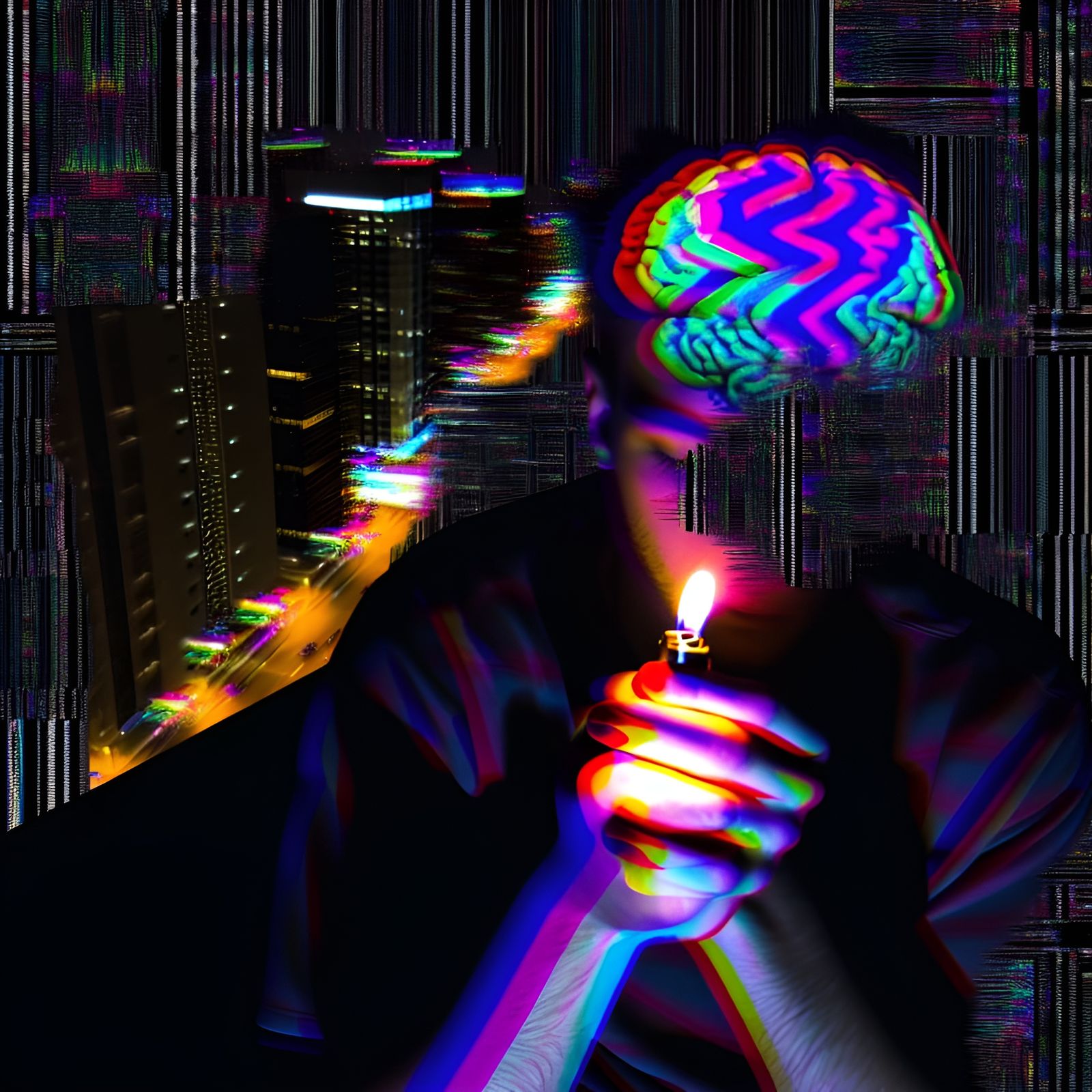 Abstract Glitch Art Ascending