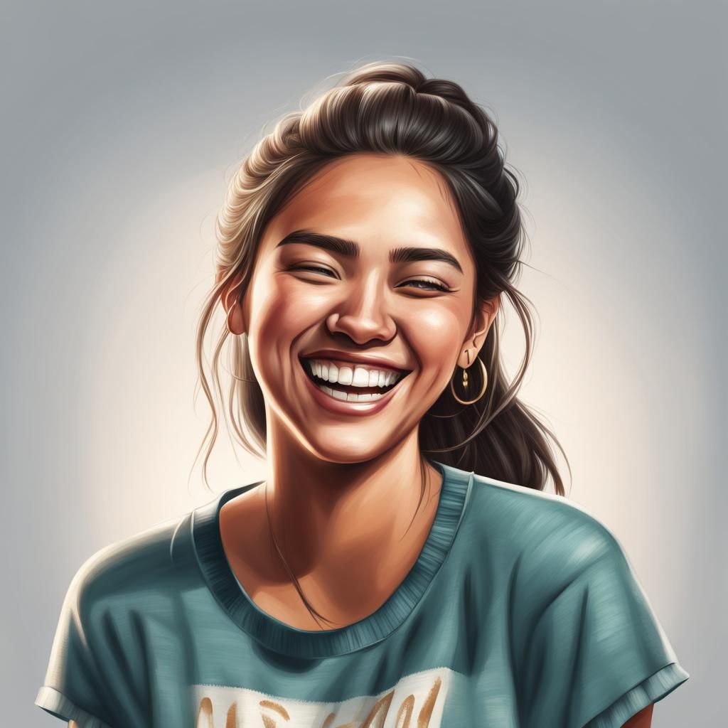 Radiant Mexican Teen Girl Portrait Illustration