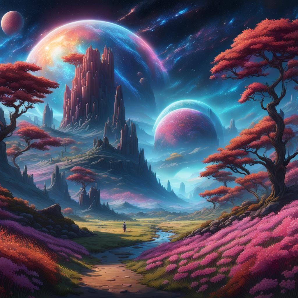 A cosmic beauty, galaxy full of colours, vibrant, prefect co...