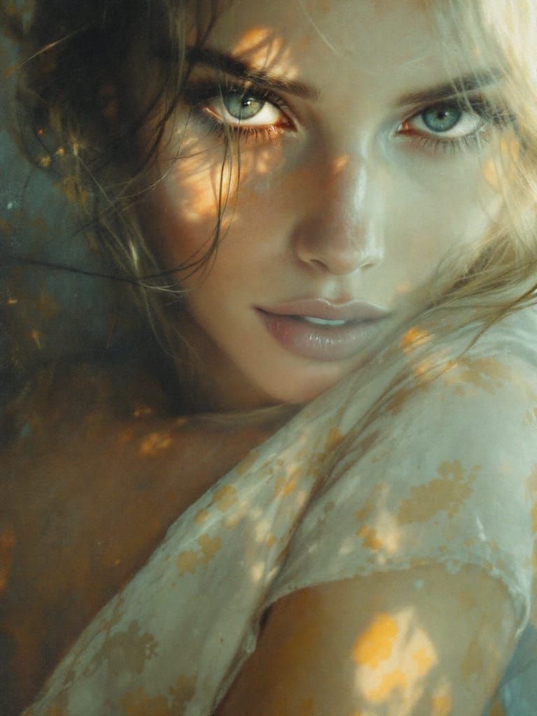 1950s Pin-Up Woman in Atmospheric Oil Painting Style