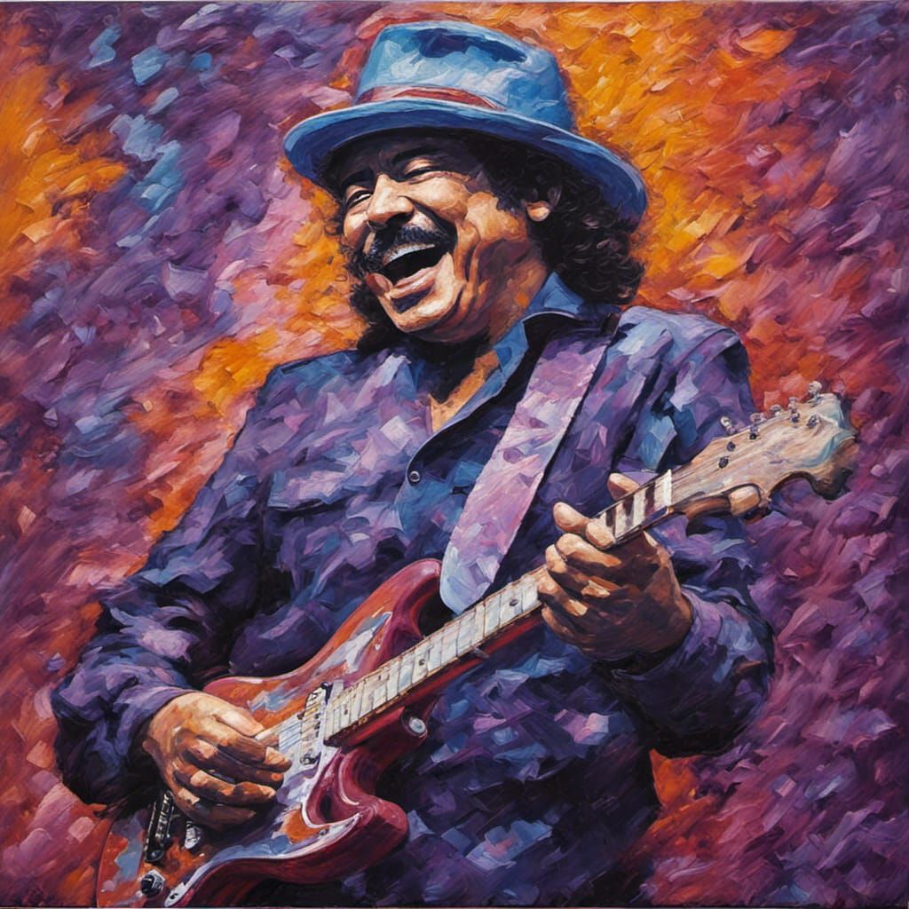 Abstract Portrait of Guitarist in Expressionist Style